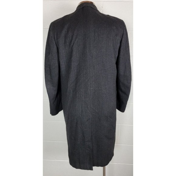 Vintage 50s-60s Charcoal Gray Herringbone Kasheen Kashmir Overcoat Scotland‎ 40R - Picture 4 of 10